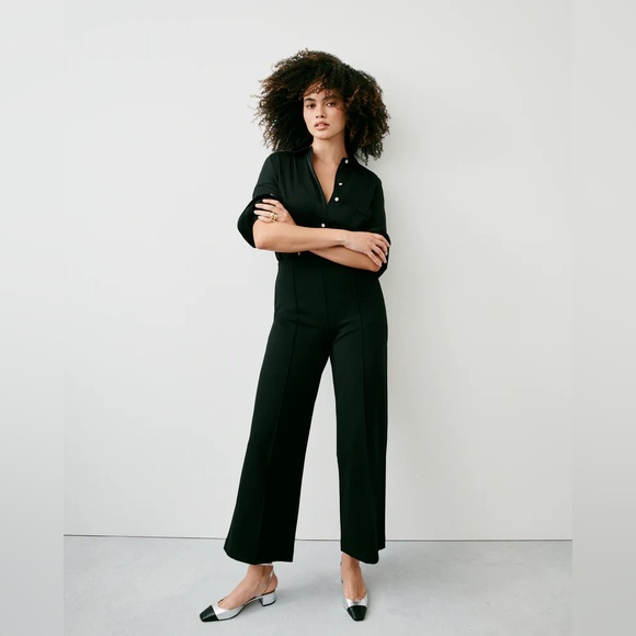 SPANX Pants - Spanx Super Smooth Perfect Fit Ponte Cropped Wide Leg Pant Black Size XS